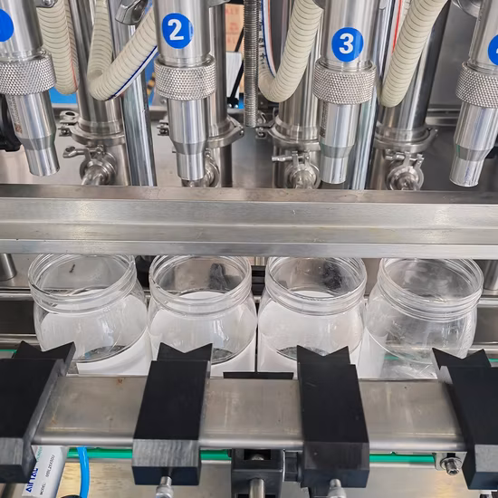 Machine d'embouteillage de remplissage de piston liquide de bouteille à haute viscosité automatique linéaire pour l'huile, le sirop, le miel, la confiture, la sauce, la pâte